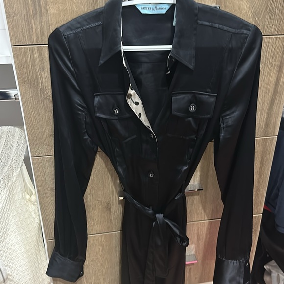 Guess by Marciano black satin button down dress. - Picture 2 of 4